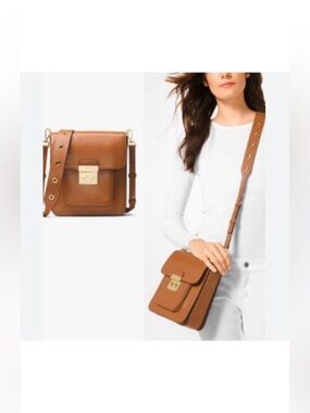 Micheal Kors Sloan Editor leather messenger camel color crossbody purse bag
